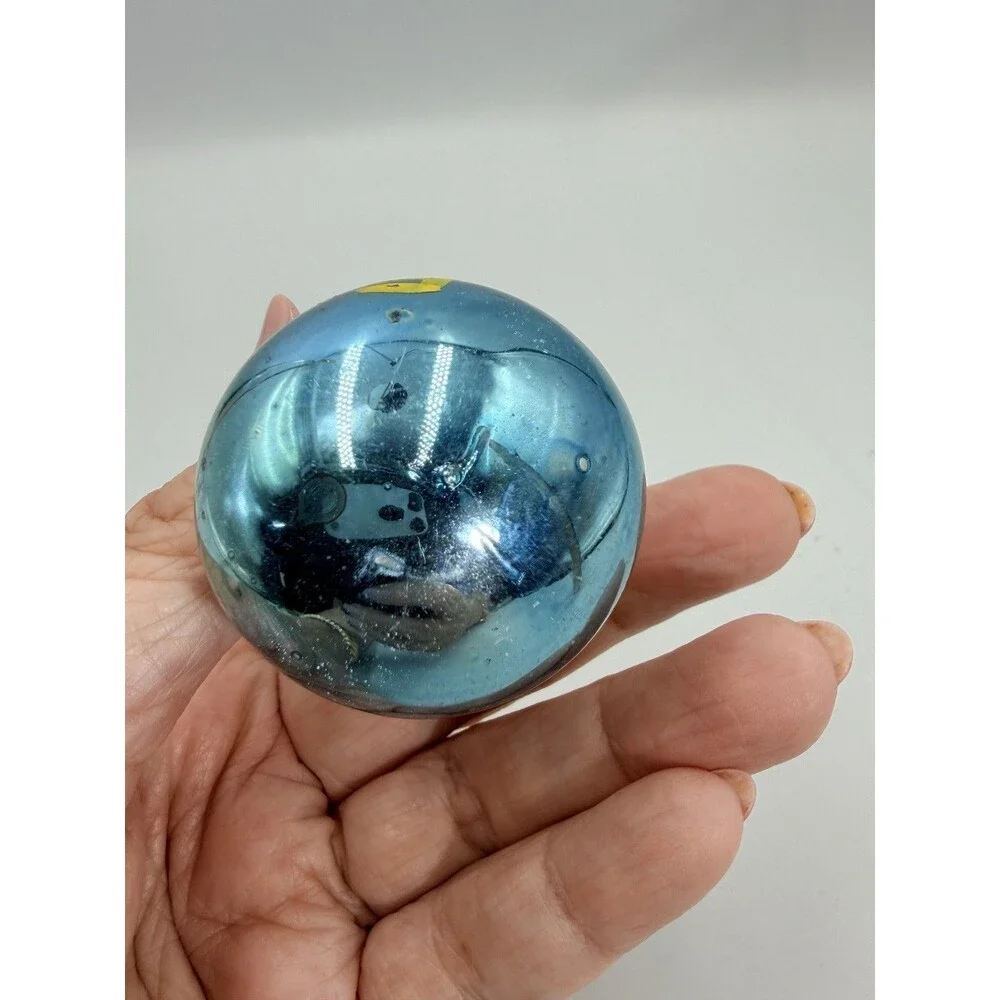 Vintage Shiny Brite Clown Grandparent Key Christmas Glass Ornament USA Pink Blue
